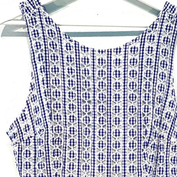 Asos Fit & Flare Summer Eyelet Dress with Gingham Circle Embroidery - Picture 5 of 10